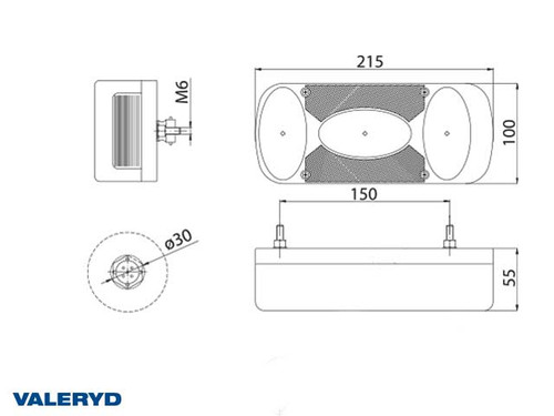 Rear light Left 215x100x55 Sign light, fog light, 5-pol Bayonet connection [3010136]