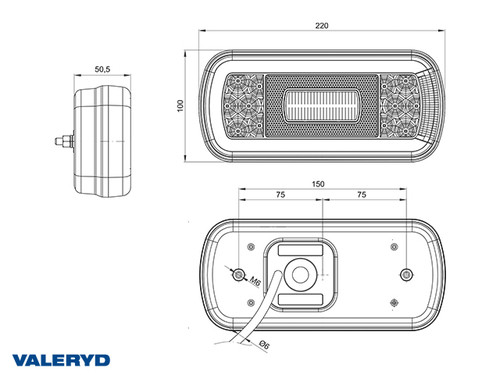 LED Tail light SCANDI-130 L 220x100x50,5mm 12-24V incl. 1m Cable [3010180]
