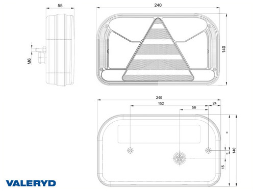LED Tail light SCANDI-170 Left 240x140x55 12/24V. Bayonet 6-pin