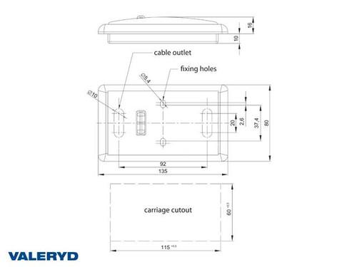 Interior lighting 135x80x26 white with pushbutton switch [3050013]