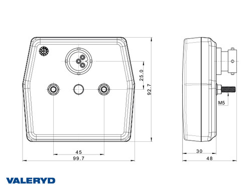 LED Indicators & Position light 99,7x92,7x30 yellow/white, Bayonet connection , CC=45mm