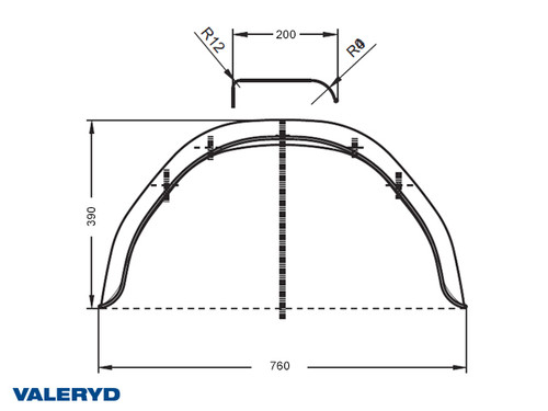 Mudguard Galvanised sheet metal B200 H390 L760 [6569021]
