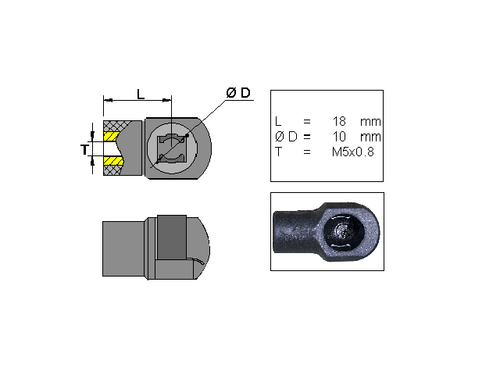 Ball socket , Plastic ; L=18; M5 [6820505]