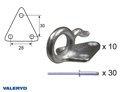 Hook metal for cargo nets with rivet (10 pack) [6999091]