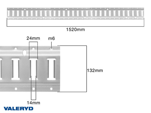 E-Track Schiene aus Stahl 152x13x0.25cm