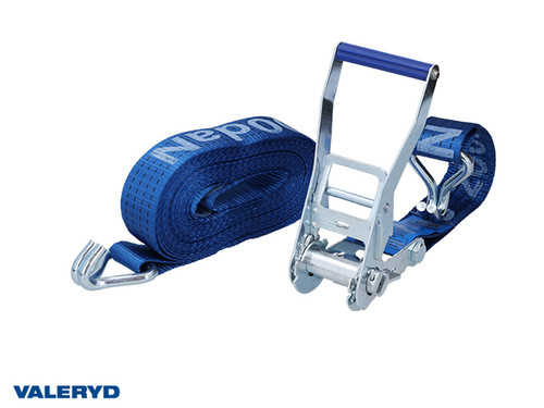 Ratchet tie down set 50mm with double J-hook, Length 0,5+8,5m 2000 daN [6600131]