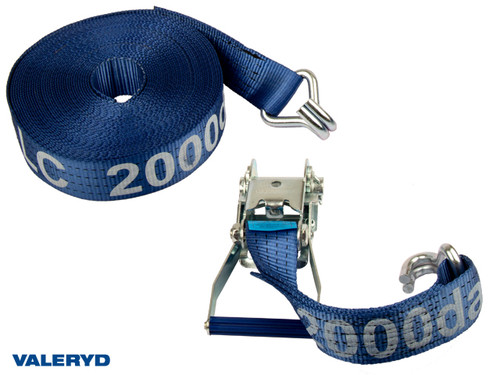 Ratchet tie down set 50mm with double J-hook. Length 0,5+16,5m. 2000 daN [6600127]
