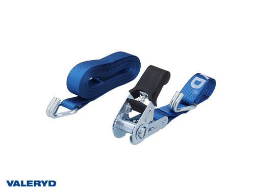 Ratchet tie down set 25mm with double J-hook. Length 0.3+4.7m, 400 daN [6600125]