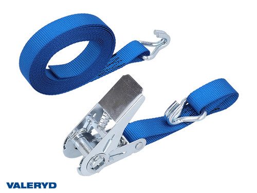 Ratchet tie down set 25mm with double J-hook. Length 0,25+4,75m. 500 daN (2 pack) [6600038]