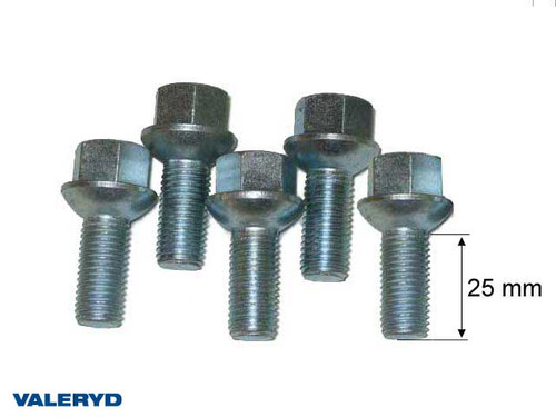 Vijak za kotač Sferični universalni. M12x1,5. Duzina navoja 25mm. Tot.duzina 44mm. Kljuc 17 (5-kom)