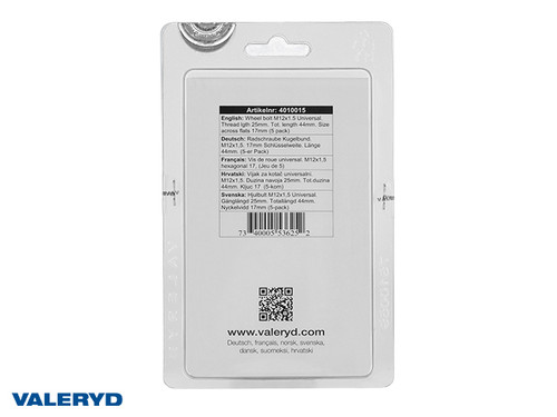 Vijak za kotač Sferični universalni. M12x1,5. Duzina navoja 25mm. Tot.duzina 44mm. Kljuc 17 (5-kom)