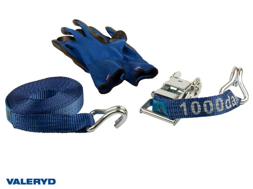 Ratchet tie down set 35mm with double J-hook. Length 0,3+5,7m. 1000 daN [6600023]