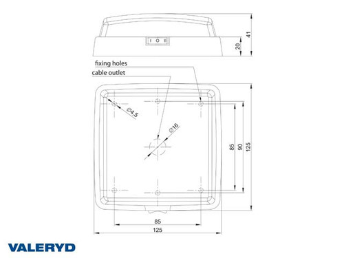 Interior lighting 125x125x61 white with pushbutton switch [3050015]