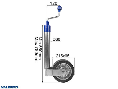 Jockey wheel Ø60mm Metal rim. Solid rubber wheel 215x65mm Support load 500 Kg [6659034]