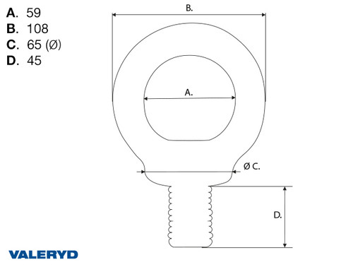 Lifting eye Bolt, DIN580, WLL 3600Kg, M30 [6510318]