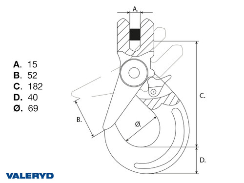 Clevis Self-Locking Hook G80 13-8mm, 5300Kg [6510273]