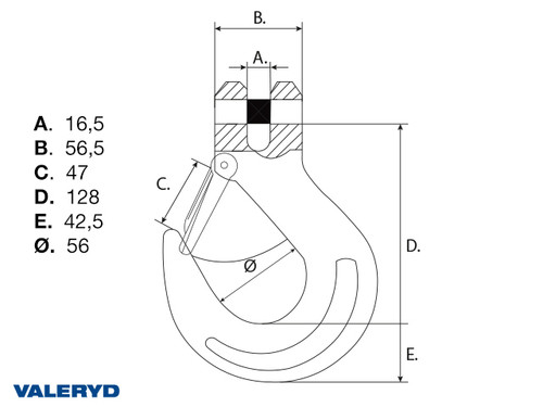 Clevis Sling Hook with latch G80 13-8mm, 5300Kg [6510193]