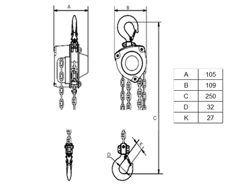 Chain Block 3m, 225Kg [6510000]