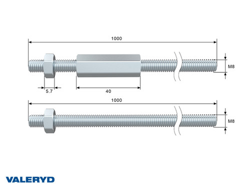 Trailer brake rod 2m (2x1m) M8 [4060008]