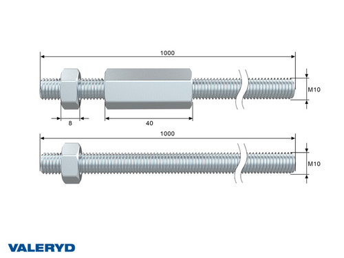 Trailer brake rod 2m (2x1m) M10 [4060010]