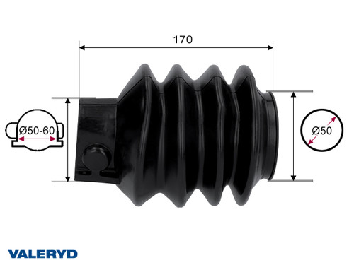 Rubber bellows fits Al-Ko 50x(60x50) L=170 [4020138]