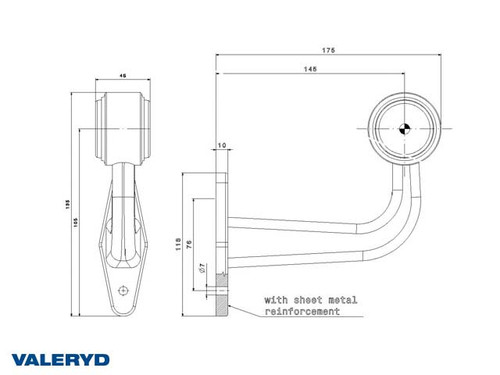 LED End outline marker Valeryd 175x170x45 white/red 12-30 V, incl. 400 mm cable , Right 