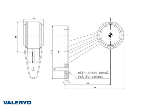 LED End outline marker Valeryd 133x118x45 white/red 12-30 V, incl. 400 mm cable , Left 