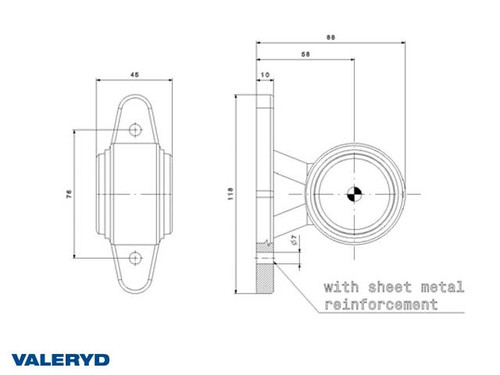 LED End outline marker Valeryd 88x118x45 white/red 12-30 V, incl. 400 mm cable , Right/Left 