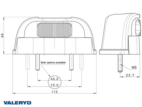 LED Number plate lamp 112x49x48mm incl. 450mm cable 