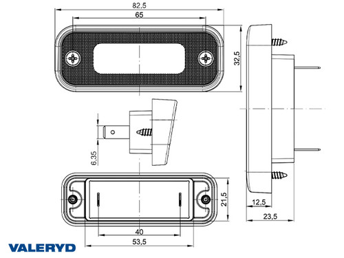 LED Number Plate Light Valeryd 82,5x32,5x23,5mm 12-36V F1 contact [3192006]