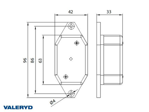 LED Side marking light 65x42x30mm yellow with bracket CC=86 mm, incl. 450mm cable 