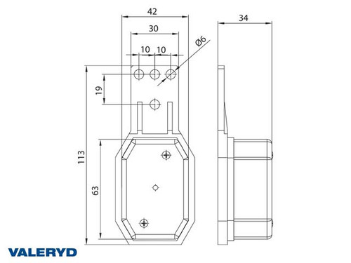 LED Side marking light Valeryd 113x42x34mm yellow with bracket 12-30V incl. 450mm cable