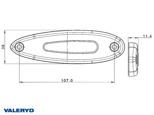 LED Side marking light Valeryd 129x38x11,4mm 12-36V yellow incl. 1m Cable [3172060]