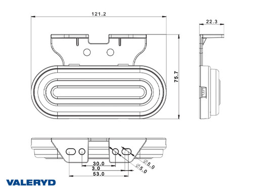 LED Side marking light Valeryd 121,2x78,7x22,3mm 12-36V Yellow, 0,5m cable