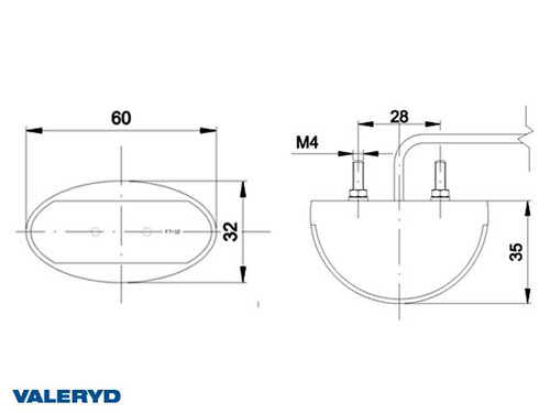 LED Side marking light Valeryd 60x32x35mm yellow 12-30 V incl. 450 mm cable 