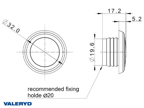 LED Side marking light Valeryd Ø32x17,2mm Yellow 12-36V incl. 0.15m Cable [3172075]