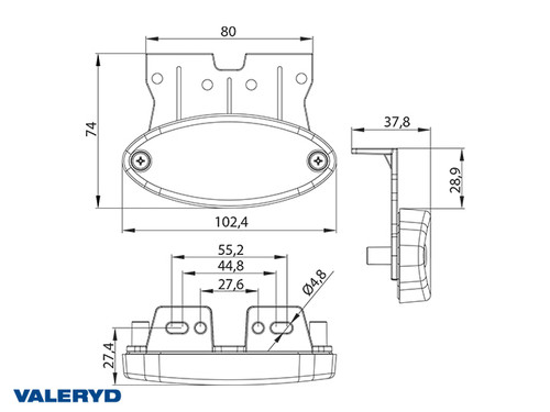 LED Position light 102,4x74x37,8mm 12-36V white 50cm Cable incl. QS150 contact [3156104]