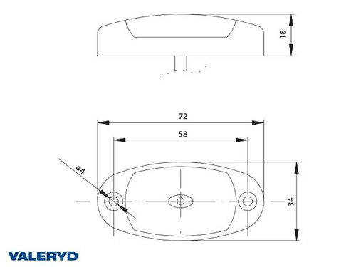 LED Position light Valeryd 72x34x18 white 12-30V incl. 450mm cable
