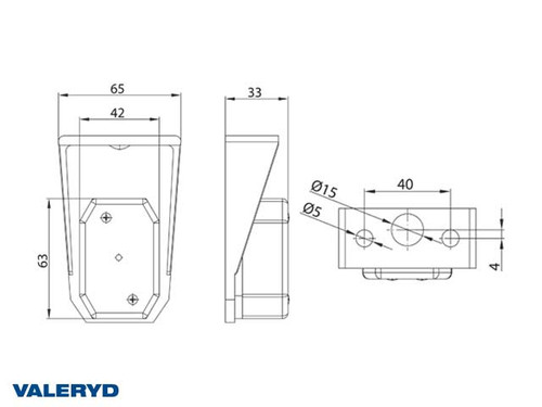 LED Position light Valeryd 96x65x33 red with bracket CC=40mm, 12-30V incl. 450mm cable [3156089]