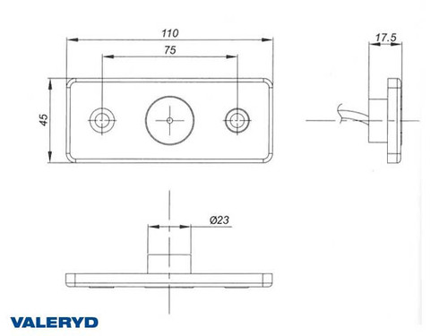 LED Position light Valeryd 110x45x17.5 red 12-30 V with reflector incl. 450 mm cable 
