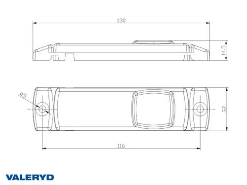 LED Position light Valeryd 130x32x14.5 red 12-30 V with reflector incl. 450 mm cable  [3156017]