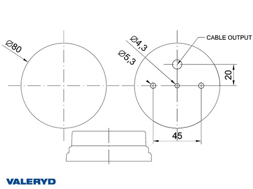 LED Position light Valeryd Ø80 White 12-30V incl. Cable [3170046]