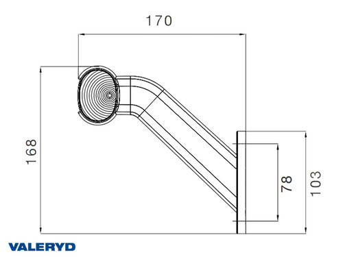 End outline marker Aspöck Superpoint II 168x170mm R red/white/yellow 24V with P&R 1,25m Cable [3152009]