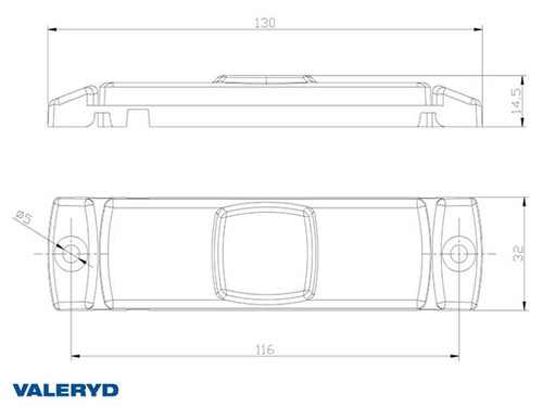 LED Position light Valeryd 130x32x14.5 white 12-30 V with reflector incl. 450 mm cable 