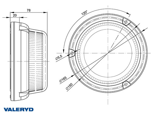 LED Warning light yellow Screw mounting Cable 1.5m [3110015]