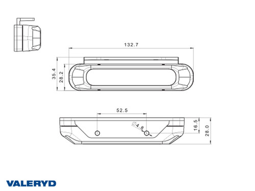 LED Warning light 132,2x28,2x28mm blue1 m Cable