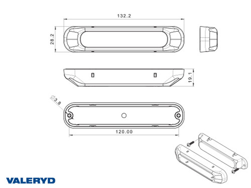 LED Warning light 132,2x28,2x28mm yellow 1 m Cable