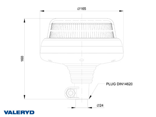 LED Warning light yellow with extension arm, electrical PLUG-IN quick coupling (DIN 14620) [3110019]