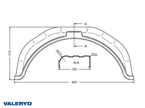 Mudguard Plastic/13 inch B180 H310 L660  [6569016]