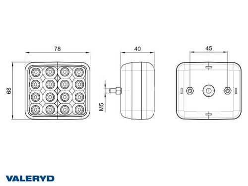 LED Fog light 78x68x40 red with 45 mm Cable  [3016000]
